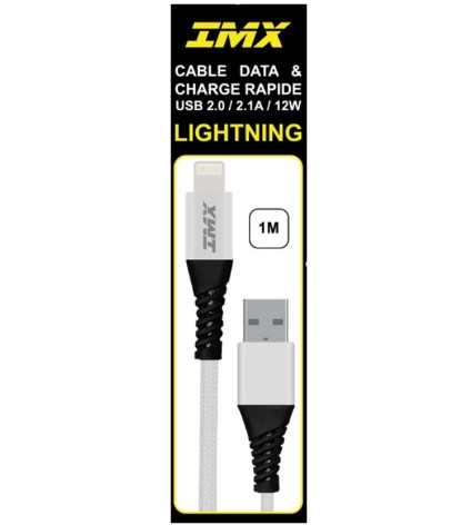 IMX Câble USB vers Lightning 12W 1m Blanc infinytech Réunion 01