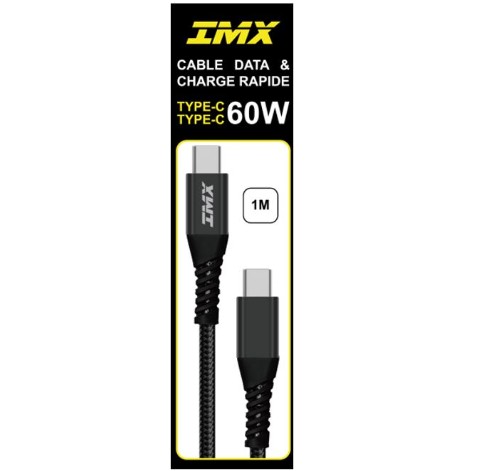IMX Câble USB-C Mâle Mâle 60W 1m Noir infinytech Réunion 01