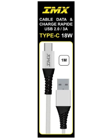 IMX Câble USB vers USB-C 18W 1m Blanc infinytech Réunion 01