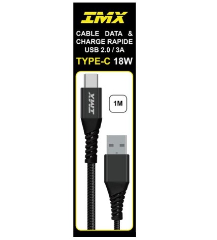IMX Câble USB vers USB-C 18W 1m Noir infinytech Réunion 01