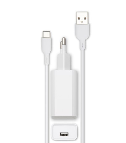 RADIOLA chargeur secteur 2.4A avec câble USB-A vers USB-C Blanc infinytech Réunion 01