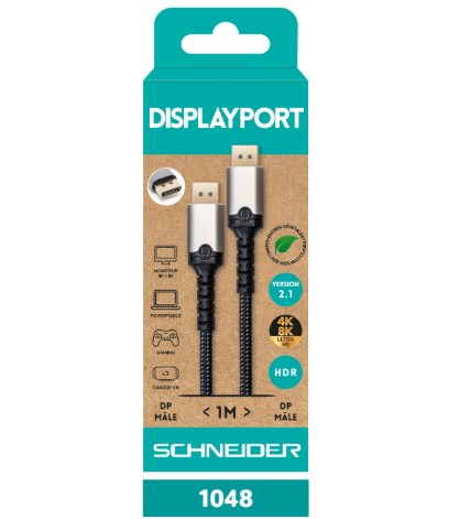 SCHNEIDER câble DisplayPort Mâle Mâle 2.1 8K 1m Noir infinytech Réunion 01