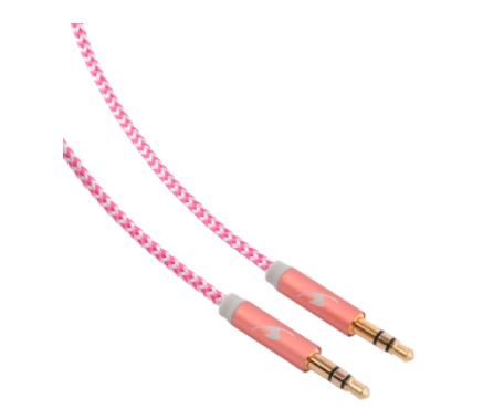 Matériels informatique cable audio tressé BLUESTORK jack vers jack 3,5 mm Rose infinytech Réunion 1