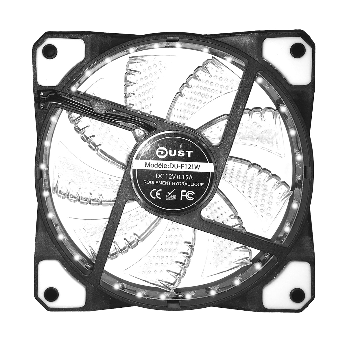 Matériels informatique ventilateur boîtier pc DUST DU-F12LB 120 mm LED Blanche infinytech Réunion 1
