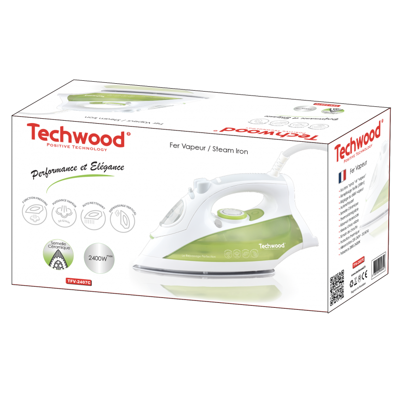 Petit électroménager Fer vapeur TECHWOOD TFV-2407C infinytech Réunion 2
