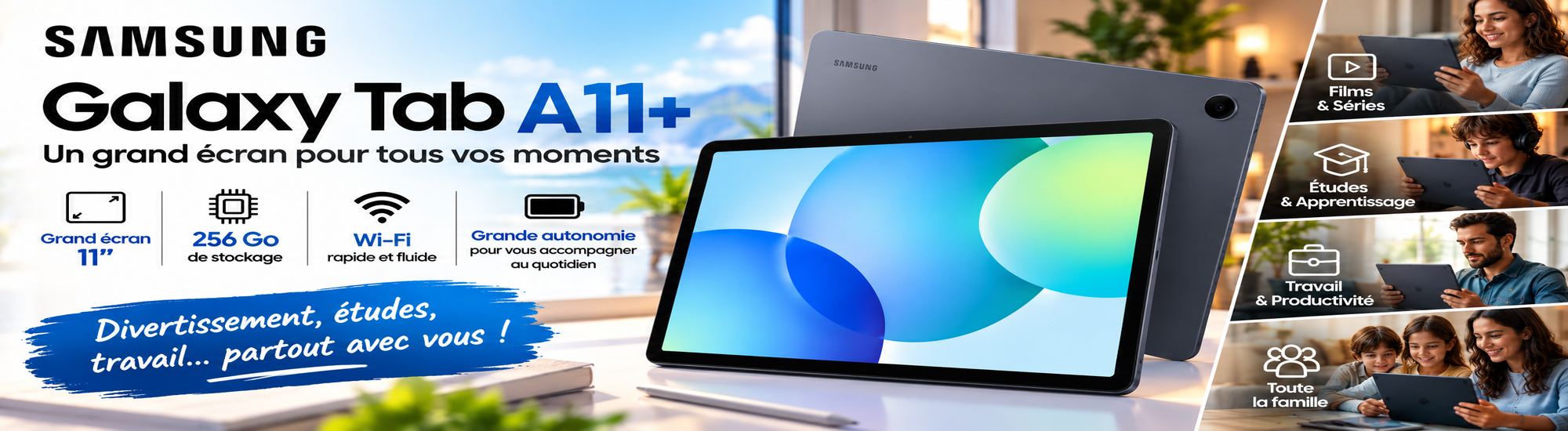 publicite samsung galaxy tab a11 familiale