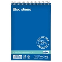 Bloc sténo à spirale A5 180 pages uni lignée 60g