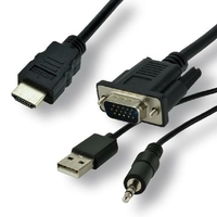 Câble MCL VGA Mâle avec audio vers HDMI Mâle 1,5m