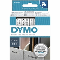 Ruban d'étiquette DYMO 12mm x 7m Noir sur Transparent