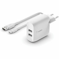 Chargeur secteur BELKIN 2 USB Blanc + câble USB-C
