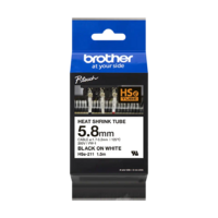 Ruban Thermorétractable BROTHER HSe-211 Noir sur Blanc 5,8mm