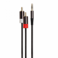 Câble RADIOLA Jack 3,5mm Mâle vers 2 RCA Mâle Nylon 1,5m Noir