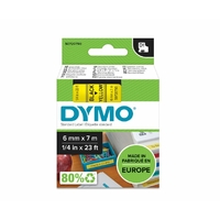 Ruban d'étiquette DYMO D1 6mm x 7m Noir sur Jaune
