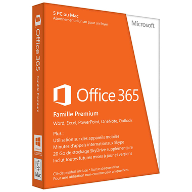 Logiciels informatique suite bureautique MICROSOFT Office 365 Famille 5 postes infinytech Réunion