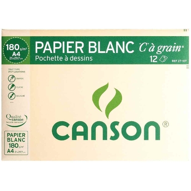 Fournitures bureautique pochette de 12 feuilles à dessin CANSON C à grain 180 g format 24x32 cm infinytech Réunion 1