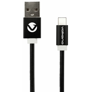 Accessoires téléphonie câble VOLKANO USB 2.0 vers USB-C 1.2m Noir CAB-346-BK infinytech Réunion 1