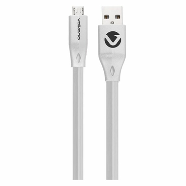Accessoires téléphonie câble plat VOLKANO USB vers Micro USB 1,2m Blanc infinytech Réunion 1