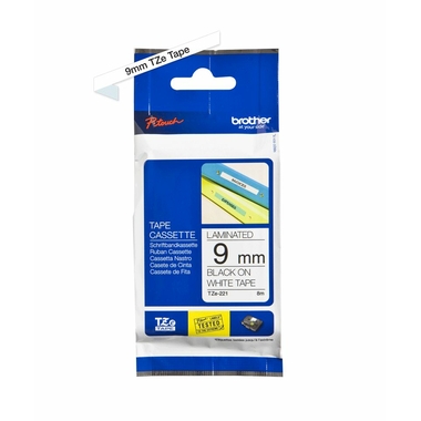Consommables informatique cassette à ruban pour étiqueteuse BROTHER TZe-221 Noir sur Blanc 9 mm infinytech Réunion 01