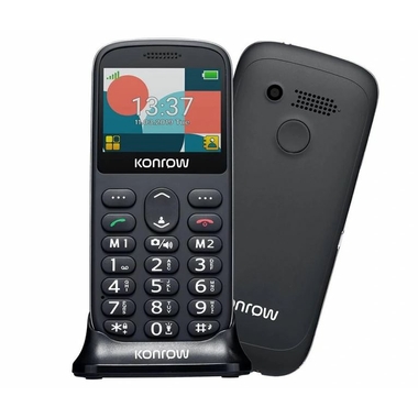 Téléphonie mobile GSM KONROW Senior 231 Noir avec dock de charge infinytech Réunion 01