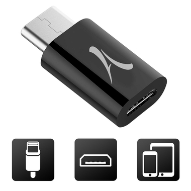 Accessoires téléphonie adaptateur AKASHI ALTADPTCMUSBBLK micro USB vers USB-C Noir infinytech Réunion 01