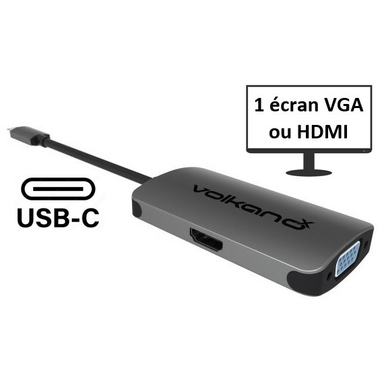 Matériels informatique Adaptateur VOLKANO USB-C vers VGA et HDMI 4K infinytech Réunion 014