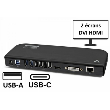Matériels informatique Station d'accueil USB-A et USB-C V7 UDDS2 infinytech Réunion 014