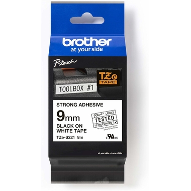 Consommables informatique cassette à ruban BROTHER TZe-S221 Noir sur blanc 9 mm de large infinytech Réunion 01