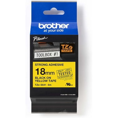 Consommables informatique cassette à ruban BROTHER TZe-S641 Noir sur jaune 18 mm de large infinytech Réunion 01