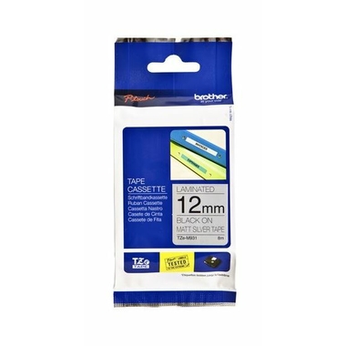 Consommables informatique cassette à ruban BROTHER TZe-M931 Noir sur argent mat 12 mm de large infinytech Réunion 01