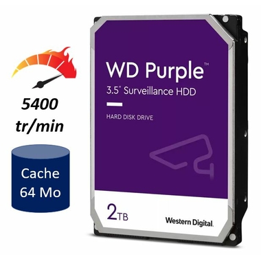 Matériels informatique disque dur WESTERN DIGITAL WD Purple 2To WD23PURZ infinytech Réunion 01