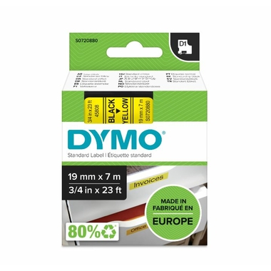 Consommables informatique ruban d'étiquettes DYMO D1 19mm Noir sur Jaune infinytech Réunion 02