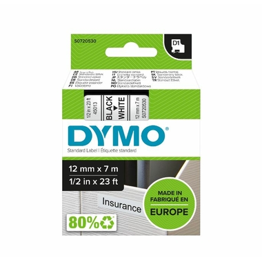 Consommables informatique ruban d'étiquettes DYMO D1 12mm Noir sur Blanc infinytech Réunion 02