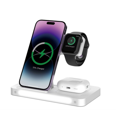 Devia wireless charger 3in1 Smart 15W white with lamp infinytech Réunion 01