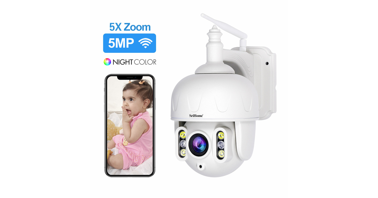 5Mp Caméra Sans Fil Ip Ptz Dôme Caméra Surveillance Extérieure De