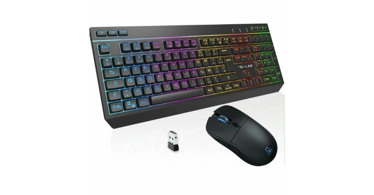 The G-LAB Combo Tungsten - Kit Tastiera E Mouse Wireless - Colore Nero - Combo Per Ufficio E Casa - 2