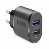 Chargeur secteur SBS Fast Charge 2 ports USB Noir