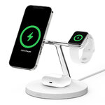 Accessoires téléphonie station de recharge 3-en-1 BELKIN avec MagSafe Blanc infinytech Réunion 01