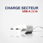 Accessoires téléphonie chargeur secteur APM 570336 1 port USB 2.1A Blanc infinytech Réunion 03