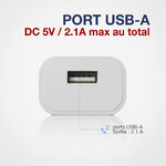 Accessoires téléphonie chargeur secteur APM 570336 1 port USB 2.1A Blanc infinytech Réunion 04
