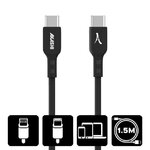 Accessoires téléphonie câble AKASHI ALTCABLTCTCBLK USB-C Mâle Mâle 3A Noir 1.5m infinytech Réunion 02