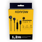 Accessoires téléphonie écouteurs KONROW KE-BTC Type-C 1,2m Noir infinytech Réunion 02