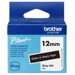 BROTHER BTAG-335 Ruban adhésif Brother blanc sur noir 12 mm de large non laminé infinytech Réunion 01