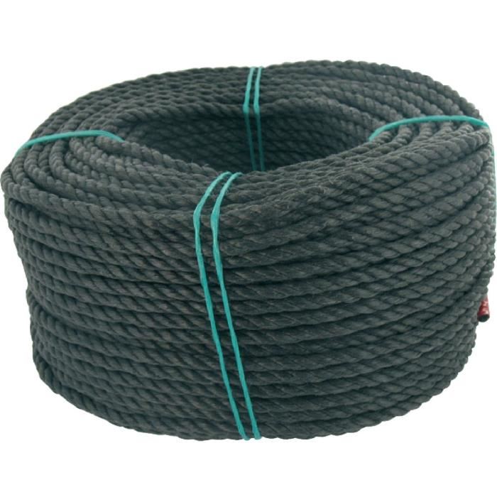 Cordage en Polypropylène Noir Spécial Palombe Piréné 4 Torons | Coloris : Noir | Rouleau de 100 Mètres | Diamètres : 4, 5, 6 mm et 8 mm