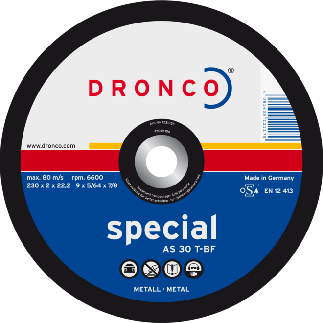 Disque à tronçonner Métaux AS 30 T SPECIAL | DRONCO | Forme Bombée