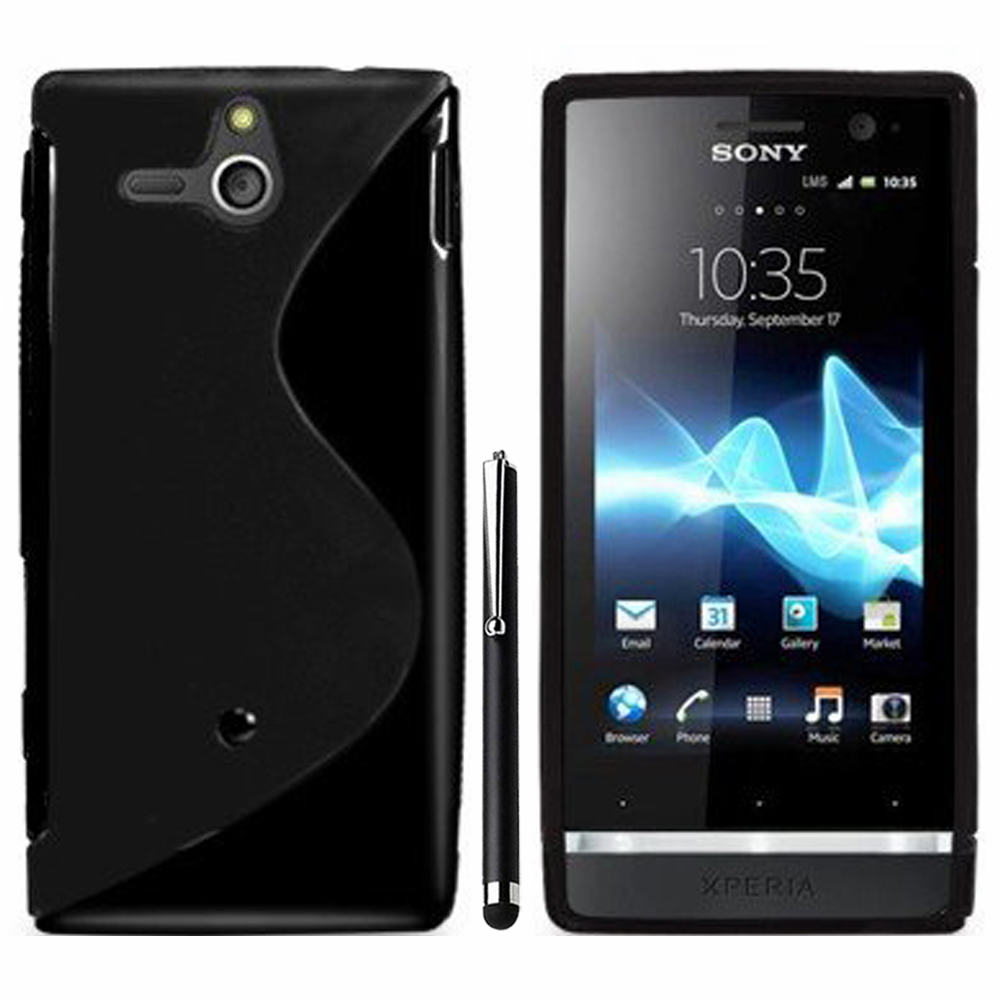 Accessoires Coque Etui Housse noir à rabattable cuir pu pour Sony Xperia U ST25i