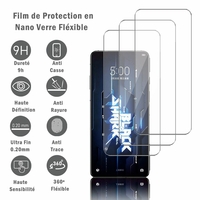 Xiaomi Black Shark 5 6.67" (non compatible avec Xiaomi Black Shark 5 RS) [Dimensions du téléphone: 163.8 x 76.3 x 10 mm]: 3 Films Protection d'écran en Verre Nano Fléxible, Dureté 9H Inrayable Incassable Invisible Ultra Résistant