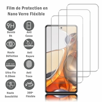 Xiaomi 11T/ 11T Pro 6.67" 21081111RG 2107113SG (non compatible Xiaomi Mi 11/ Mi 11 Pro 6.81"): 3 Films Protection d'écran en Verre Nano Fléxible, Dureté 9H Inrayable Incassable Invisible Ultra Résistant