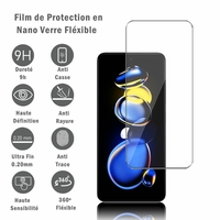 Xiaomi Redmi K50i 6.6" 22041216I (non compatible avec Xiaomi Redmi K50 6.67"): 1 Film Protection d'écran en Verre Nano Fléxible, Dureté 9H Inrayable Incassable Invisible Ultra Résistant