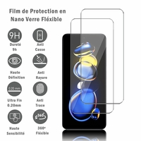 Xiaomi Redmi K50i 6.6" 22041216I (non compatible avec Xiaomi Redmi K50 6.67"): 2 Films Protection d'écran en Verre Nano Fléxible, Dureté 9H Inrayable Incassable Invisible Ultra Résistant