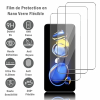 Xiaomi Redmi K50i 6.6" 22041216I (non compatible avec Xiaomi Redmi K50 6.67"): 3 Films Protection d'écran en Verre Nano Fléxible, Dureté 9H Inrayable Incassable Invisible Ultra Résistant